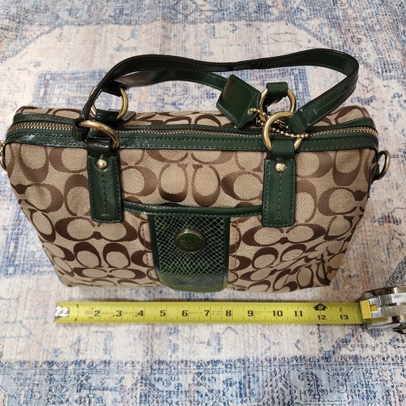 Coach Signature Python Stripe Satchel - Picture 14 of 16